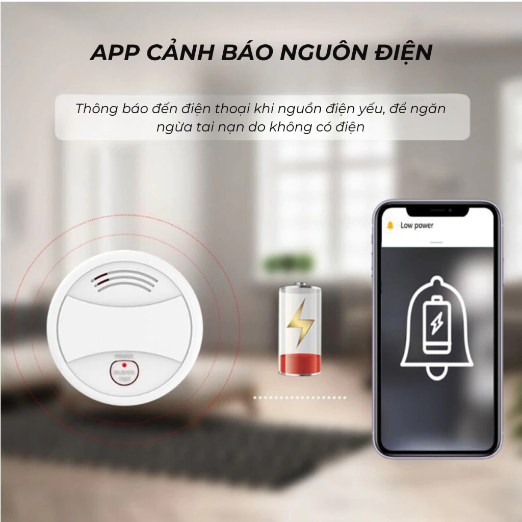 Cảm Biến Khói Báo Cháy KAW Báo Động Không Dây Kết Nối Điện Thoại