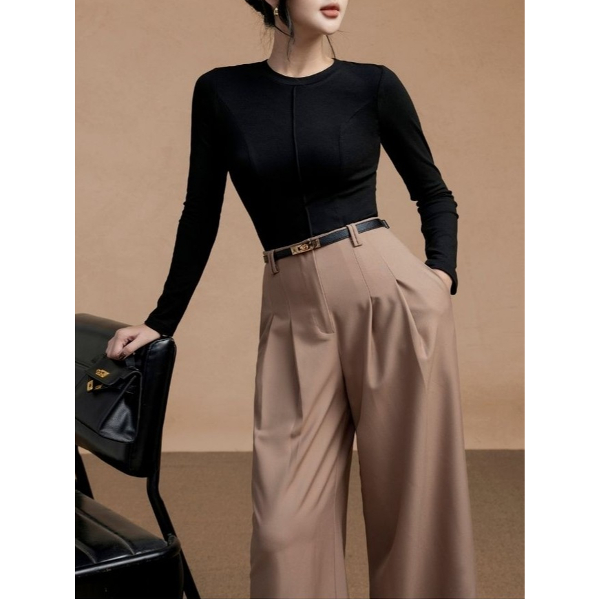 Áo giữ nhiệt ELLA DORA cổ tròn dài tay form ôm phong cách thanh lịch công sở 3 màu ĐỎ/ĐEN/NÂU [AT46]