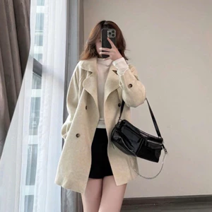 Áo khoác dạ mangto dáng lửng MIU.STUDIO , thiết kế đính cúc kèm đai thắt eo phong cách HQ mặc mùa thu đông