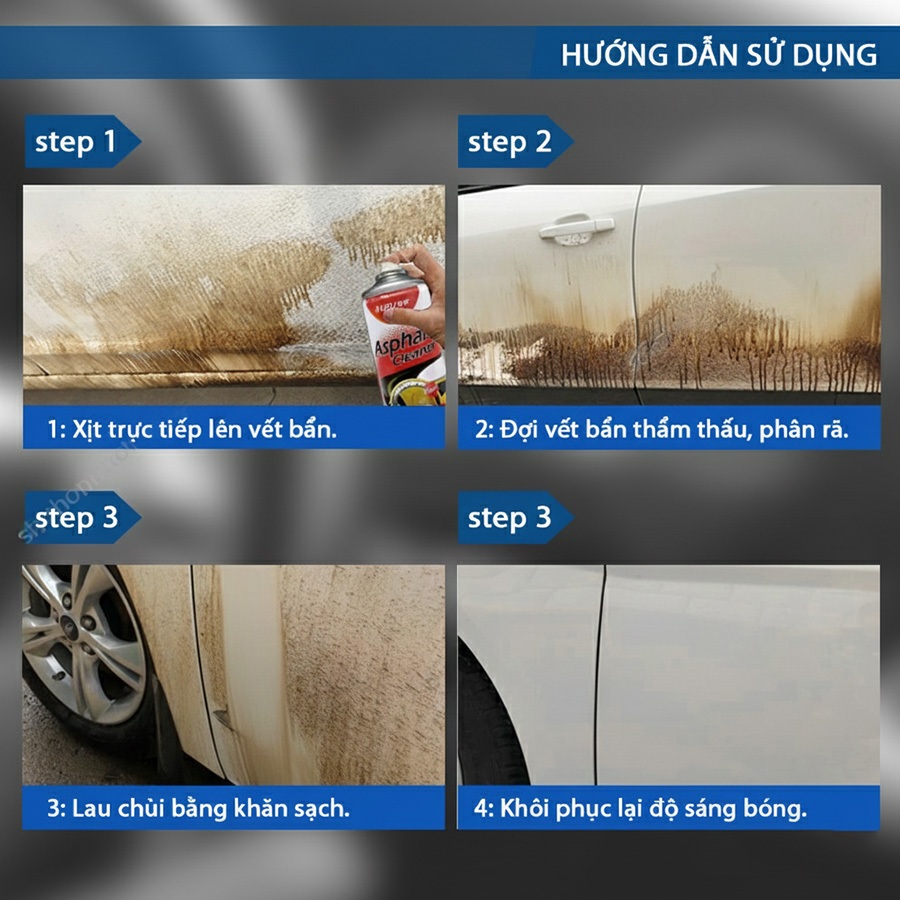 Chai Xịt Tẩy Vết Bẩn Nhựa Đường OUFU AF-1108 450ml Phù Hợp Cho Nhiều Dòng Xe Ô Tô Xe Hơi Xe Tải Xe Máy