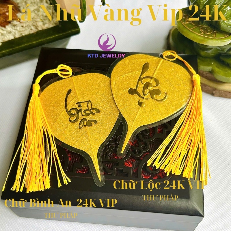Lá Bồ Đề Chữ Thư Pháp Nhũ VIP để Ốp Điện Thoại,Treo ô tô, Có túi đựng thích hợp làm quà tặng Cao Cấp