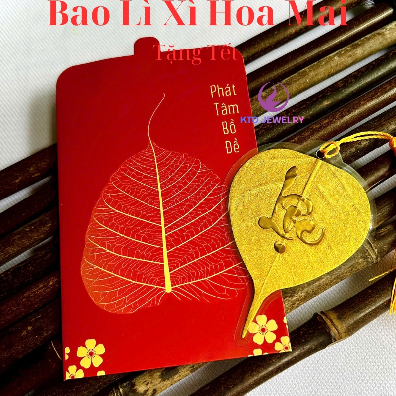 Lá Bồ Đề Chữ Thư Pháp Nhũ VIP để Ốp Điện Thoại,Treo ô tô, Có túi đựng thích hợp làm quà tặng Cao Cấp