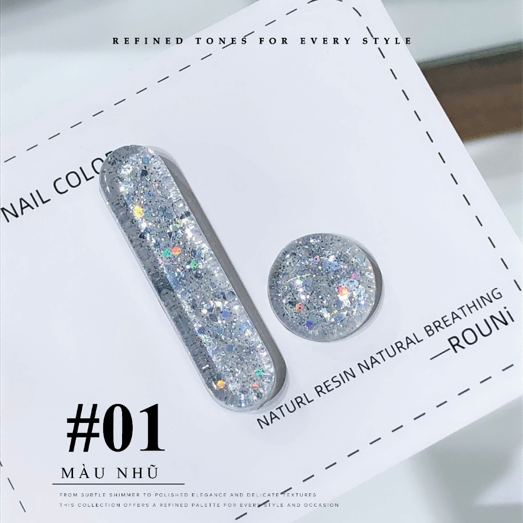 ROUni Set sơn gel 5 màu trắng nail 2026 màu gel trắng nước gạo trắng nhũ hạt to trắng nhũ siêu sáng