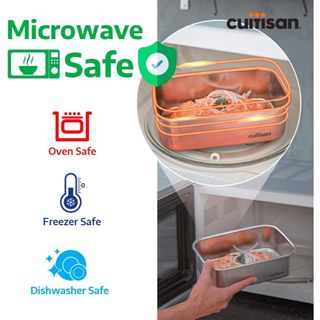 HCM Hộp Inox Cao Cấp Cuitisan Flora Round 4 kích thước, chất liệu inox304, nắp khóa 4 cạnh, an toàn với lò vi sóng GST