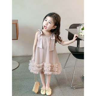 Váy Công Chúa Bé Gái Màu Hồng Pastel, Váy Bồng Bềnh Cao Cấp Mùa Hè, Phong Cách Tiểu Thư