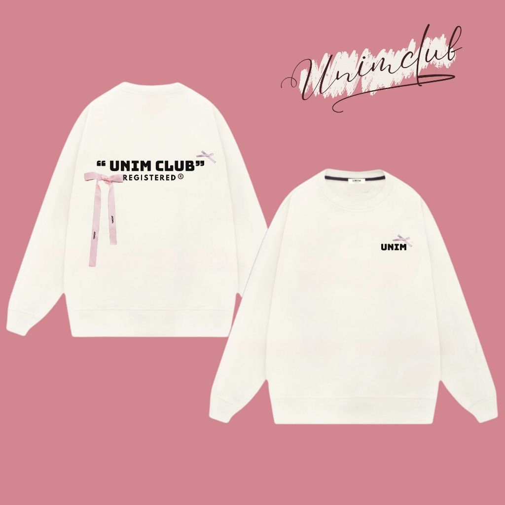 [Hàng Outlet 70%] Áo Sweater In Cao Su Nổi Nơ Lụa Hàn Quốc UnimClub Form Unisex Vải Nỉ Chân Cua 350Gsm Cao Cấp - ASNO
