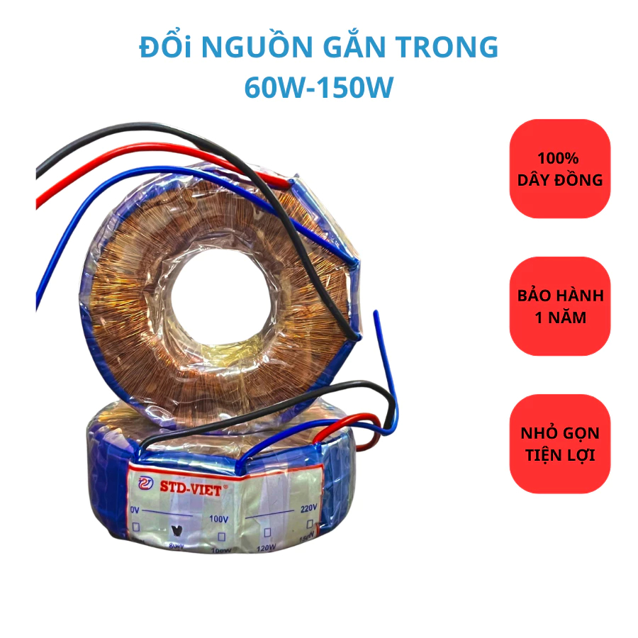 Bộ đổi nguồn chuyển đổi  220V sang 110V dây đồng 100% dùng cho quạt lọc khí nội địa Nhật công suất 60W-200W