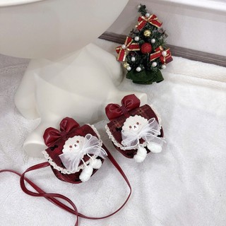 ( Mở Bán ) Túi Mini Dạ Đỏ Đeo Chéo Nữ Phối Vải Đỏ Kẻ Dễ Thương Phong Cách Hàn Quốc Hình Mây Nổi MN09