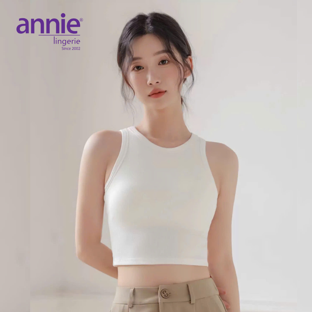 Áo croptop annie AL 6071 3 lỗ sát nách kèm mút độn vải thun cotton mềm mịn co giãn