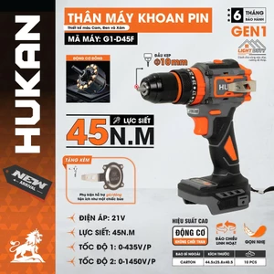 Máy Khoan Cầm Tay Pin HUKAN G1-D45F, Khoan pin 3 Chức Năng, Lực Siết 45Nm, Kèm Móc Cài Inox