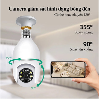 V380 Máy ảnh không dây Wifi E27 Máy ảnh bóng đèn 360 Máy ảnh an ninh Tầm nhìn đêm đầy đủ màu sắc