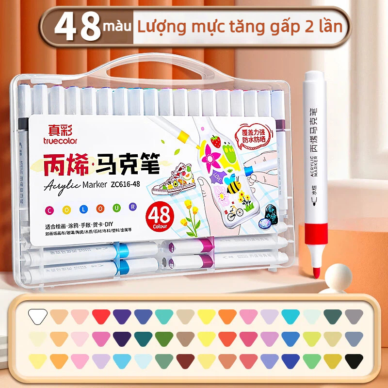 Bút Sơn Acrylic Marker  Chính Hãng Tăng 100% Mực 18/24/36/48/60 Màu  Tô Đa Chất Liệu