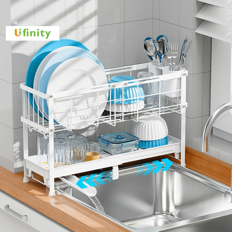 Lifinity Giá Để Bát Đĩa 2 Tầng Thông Minh Co Giãn Linh Hoạt - Khay Hứng Nước, Giá Đũa Thìa Đầy Đủ Phụ Kiện