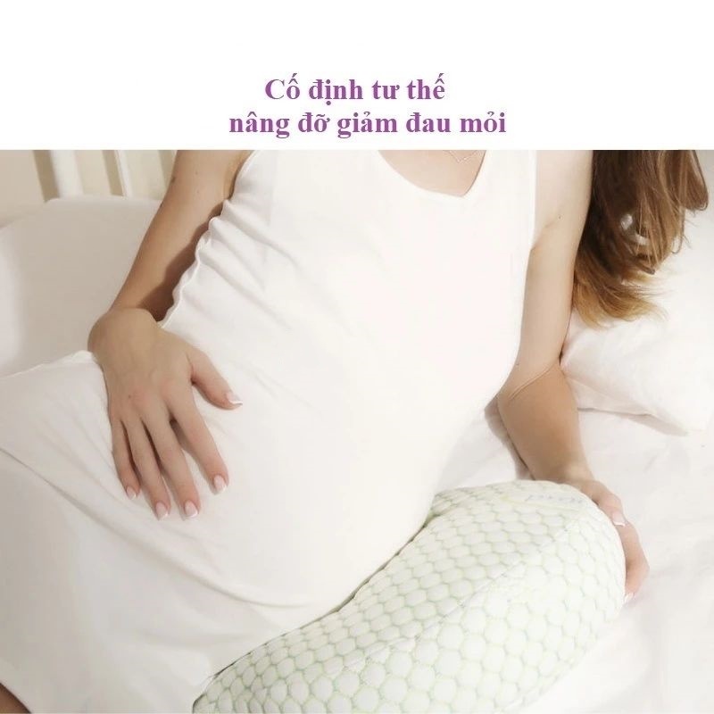Gối bầu cánh tiên cao cấp sợi tre tặng kèm gối phụ hỗ trợ giảm Đau lưng, ngủ ngon giấc cho mẹ bầu