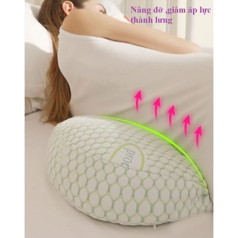 Gối bầu cánh tiên cao cấp sợi tre tặng kèm gối phụ hỗ trợ giảm Đau lưng, ngủ ngon giấc cho mẹ bầu