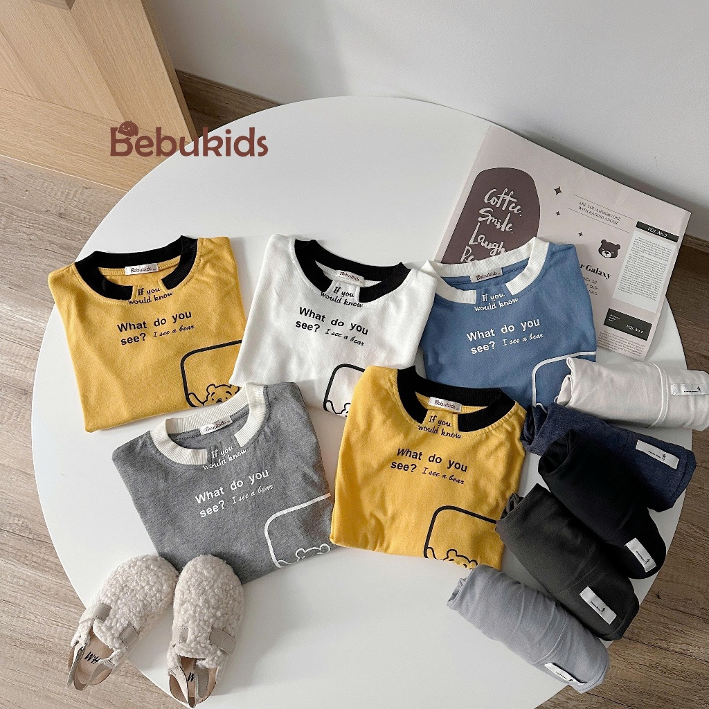 Set bộ dài tay bé trai trơn basic nhiều màu Miniumbaby, chất cotton mềm mại, bé đi học đi chơiSB2073