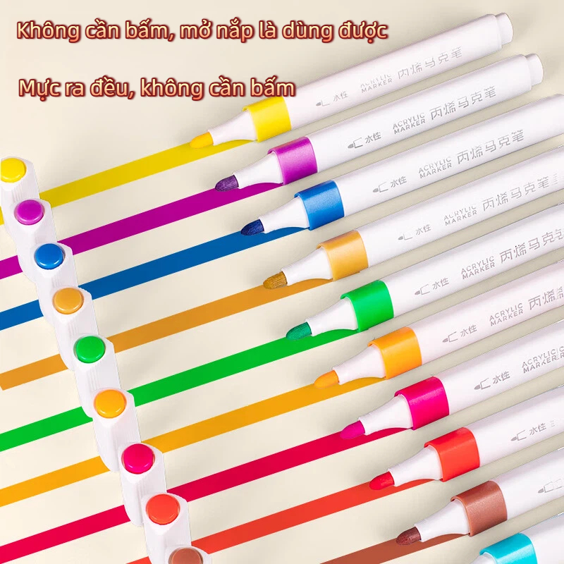 Bút Sơn Acrylic Marker  Chính Hãng Tăng 100% Mực 18/24/36/48/60 Màu  Tô Đa Chất Liệu
