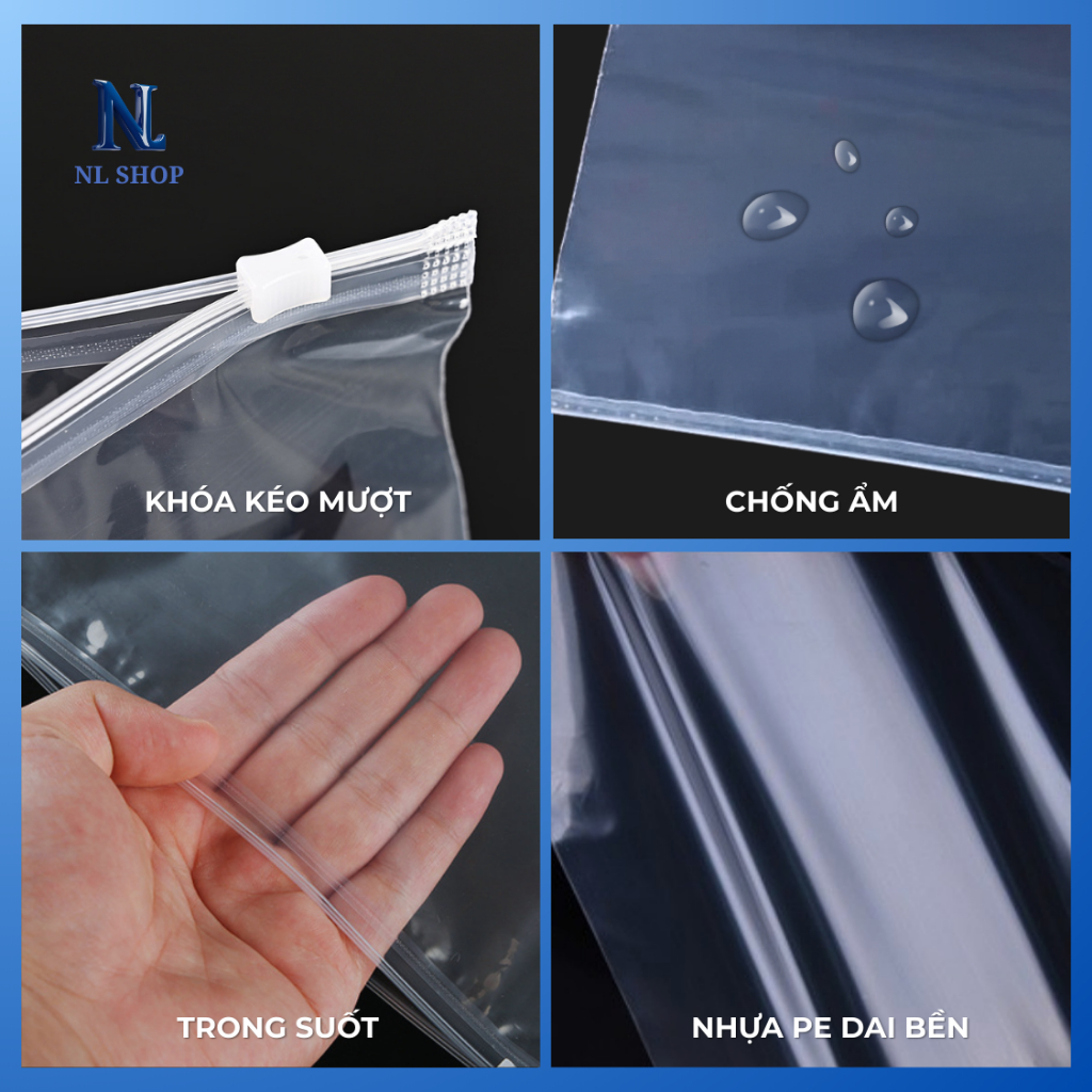 Túi zip PE trong suốt đựng nhựa in 3D, khóa kéo bảo quản 3D Filament kín khí