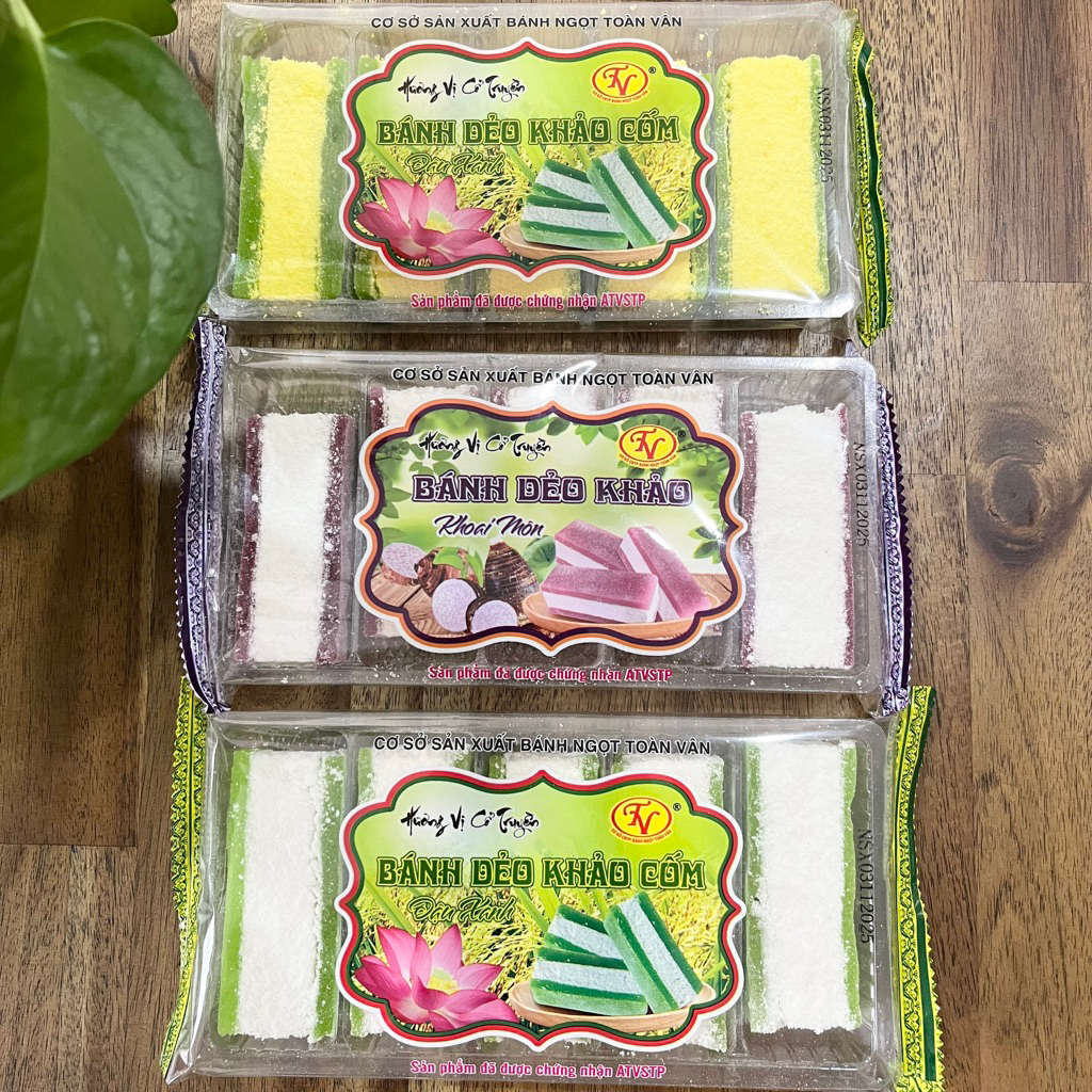 Set 5 Gói Bánh Khảo Dẻo Cốm/ Đậu Xanh/ Khoai Môn Gói 210Gr - Đặc Sản Cổ Truyền - Đảm Bảo ATVSTP