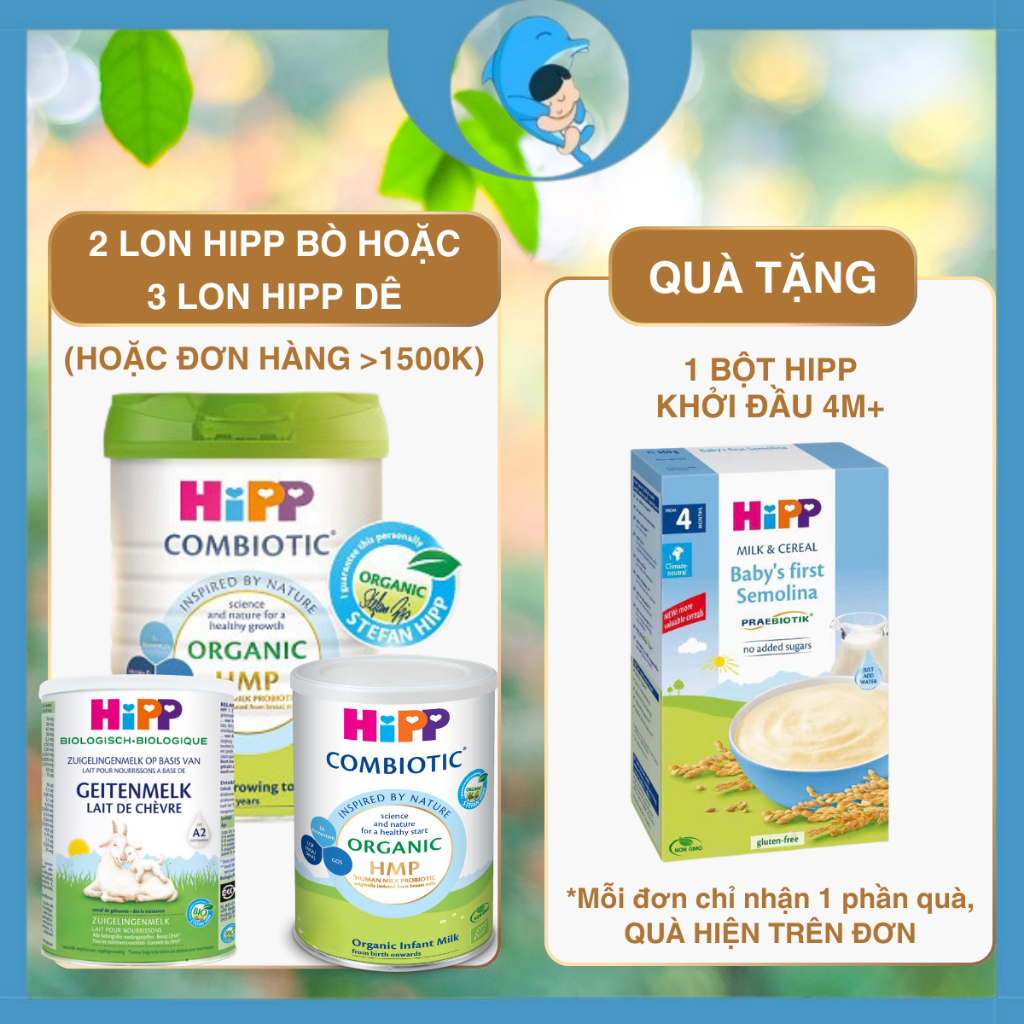 Sữa công thức HIPP Organic số 1,2,3 lon 350/400/800g Bò & Dê hỗ trợ phát triển toàn diện MECAHEO