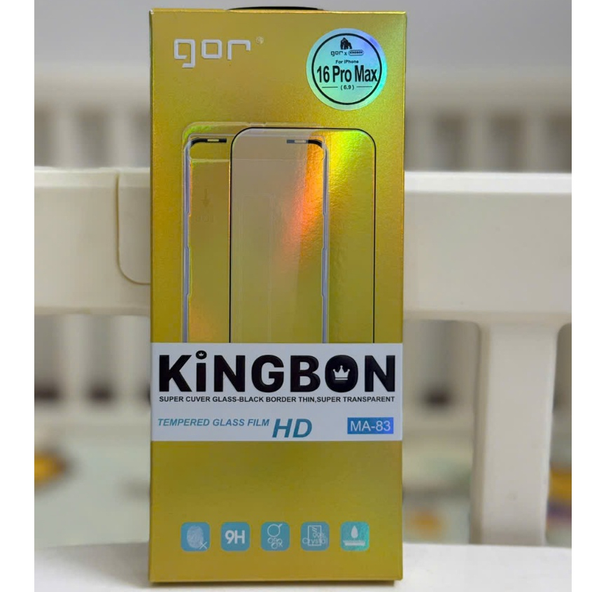 kính iPhone Viền Đen Siêu Mỏng 0.8mm GOR KiNGBON - MA-83 MA-02 cho iPhone 12 -> 17 Pro Max