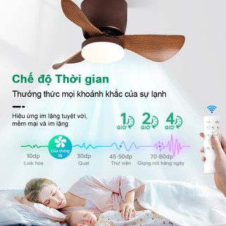 Quạt trần nhỏ cho phòng ngủ nhà Quạt trần phòng khách bếp phòng làm việc có 3 màu đèn kèm điều khiển từ xa