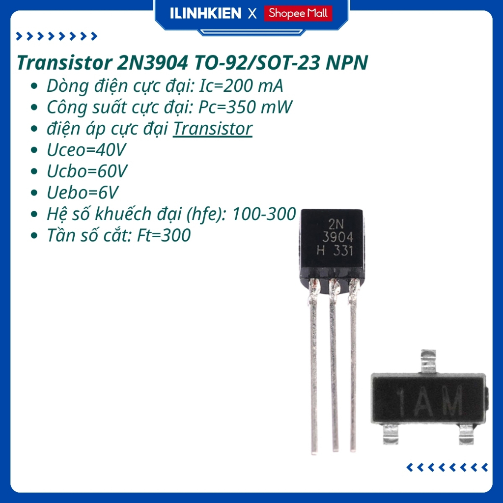 Transistor 2N3904 2N3906 0.2A 40V SOT-23 TO-92 túi 10 con ILinhkien