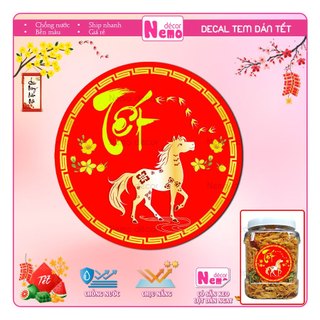Tem Dán Tết 2026, Decal Dán Tết Bính Ngọ, Tem Tết Trang Trí Hộp Quà, Giỏ Quà, Hộp Bánh, Kẹo, Mứt Ngày Tết.