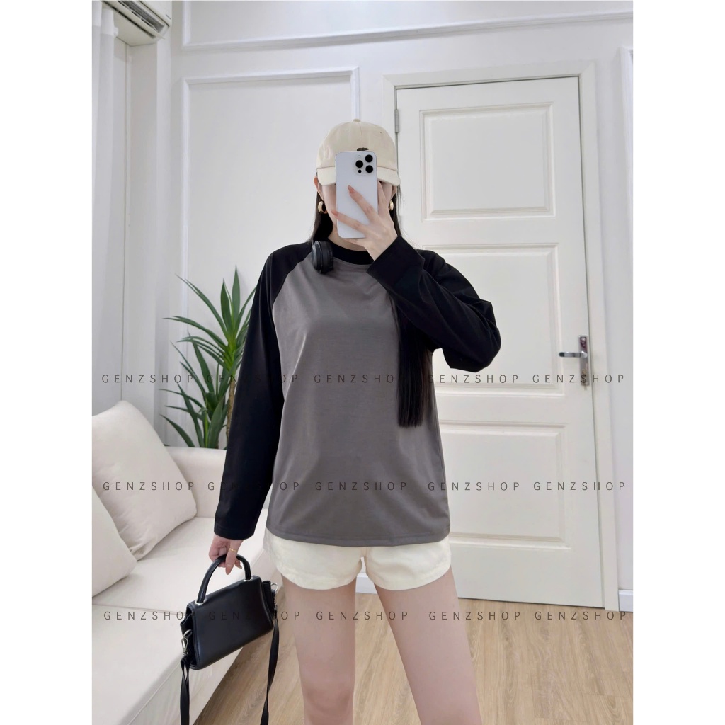 ÁO TAY DÀI RAGLAN TRƠN PHỐI MÀU XINH ĐẸP CHẤT COTTON ÁO CẶP ĐÔI UNISEX NAM NỮ