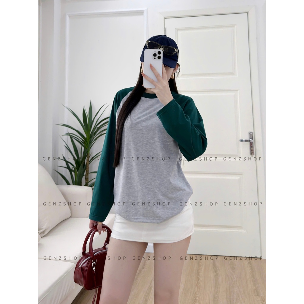 ÁO TAY DÀI RAGLAN TRƠN PHỐI MÀU XINH ĐẸP CHẤT COTTON ÁO CẶP ĐÔI UNISEX NAM NỮ