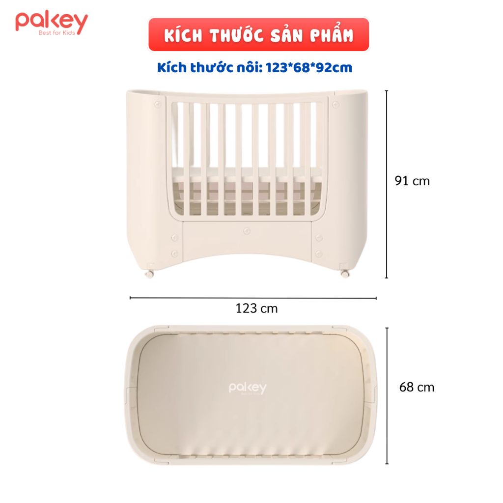 [NEW] Nôi Cũi Nhựa Cao Cấp Cho Bé, Nôi Nhựa Đa Năng 3 Mức Điều Chỉnh Độ Cao Tiện Lợi Tặng Kèm 3 Khay Đựng Đồ Cho Bé