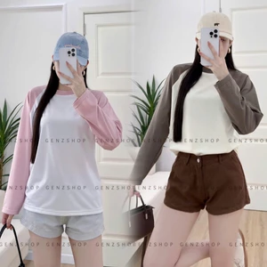 ÁO TAY DÀI RAGLAN TRƠN PHỐI MÀU XINH ĐẸP CHẤT COTTON ÁO CẶP ĐÔI UNISEX NAM NỮ