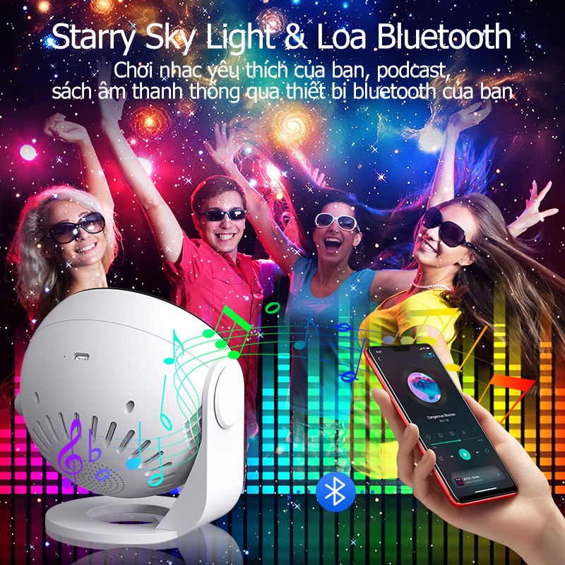 Máy Chiếu Ngân Hà Bluetooth 12 Trong 1,4K HD,Chiếu Xa 5M Phủ 70㎡,Đèn Ngủ Galaxy Cho Phòng Ngủ&Trẻ Em