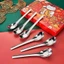 Thìa mèo thần tài ăn cơm soup cán dài inox – set 6 chiếc kèm hộp giấy, kiểu dáng dễ thương và tiện dụng