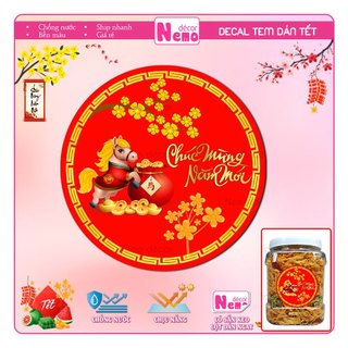 Tem Tết 2026, Decal Dán Tết Bính Ngọ, Tem Dán Tết Trang Trí Hộp Quà, Giỏ Quà, Hộp Bánh, Kẹo, Mứt Ngày Tết.