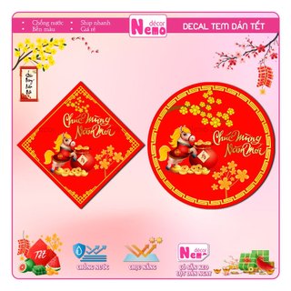 Tem Tết 2026, Decal Dán Tết Bính Ngọ, Tem Dán Tết Trang Trí Hộp Quà, Giỏ Quà, Hộp Bánh, Kẹo, Mứt Ngày Tết.