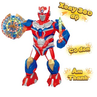 Đồ chơi robot chạy pin xoay 360 độ có nhạc và đèn phát sáng