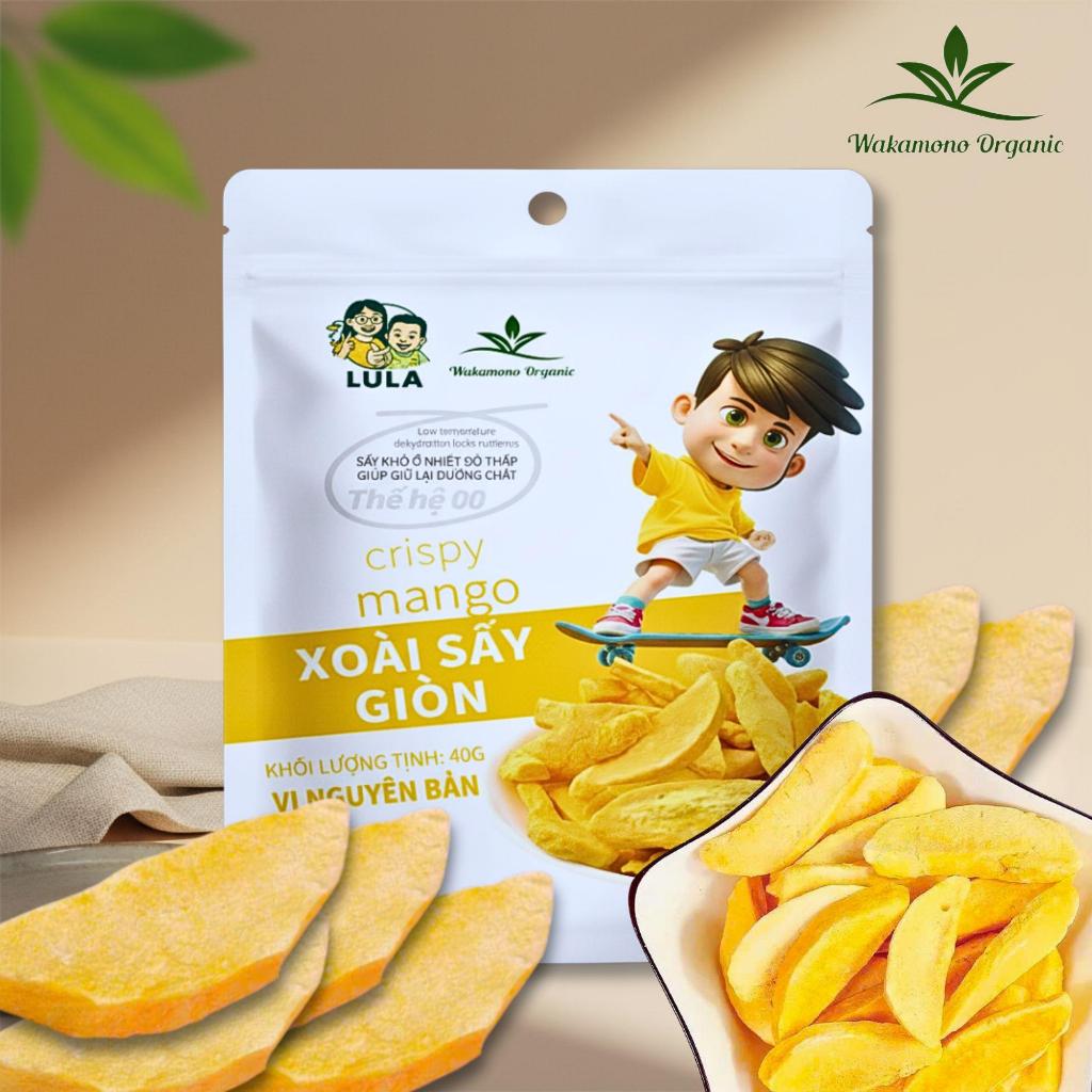 Xoài sấy giòn Wakamono Organic (40gam/gói) công nghệ sấy thăng hoa, chua chua ngọt ngọt