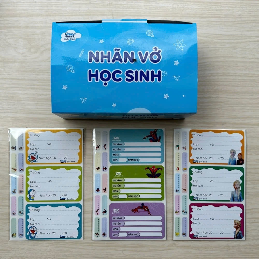 Combo 12 Nhãn Vở Có Decan Dán Sẵn Cho Học Sinh Một Gói , Nhãn Kèm Bảng Tên Siêu Đẹp,Dùng Cho Lớp 1-Lớp 12.