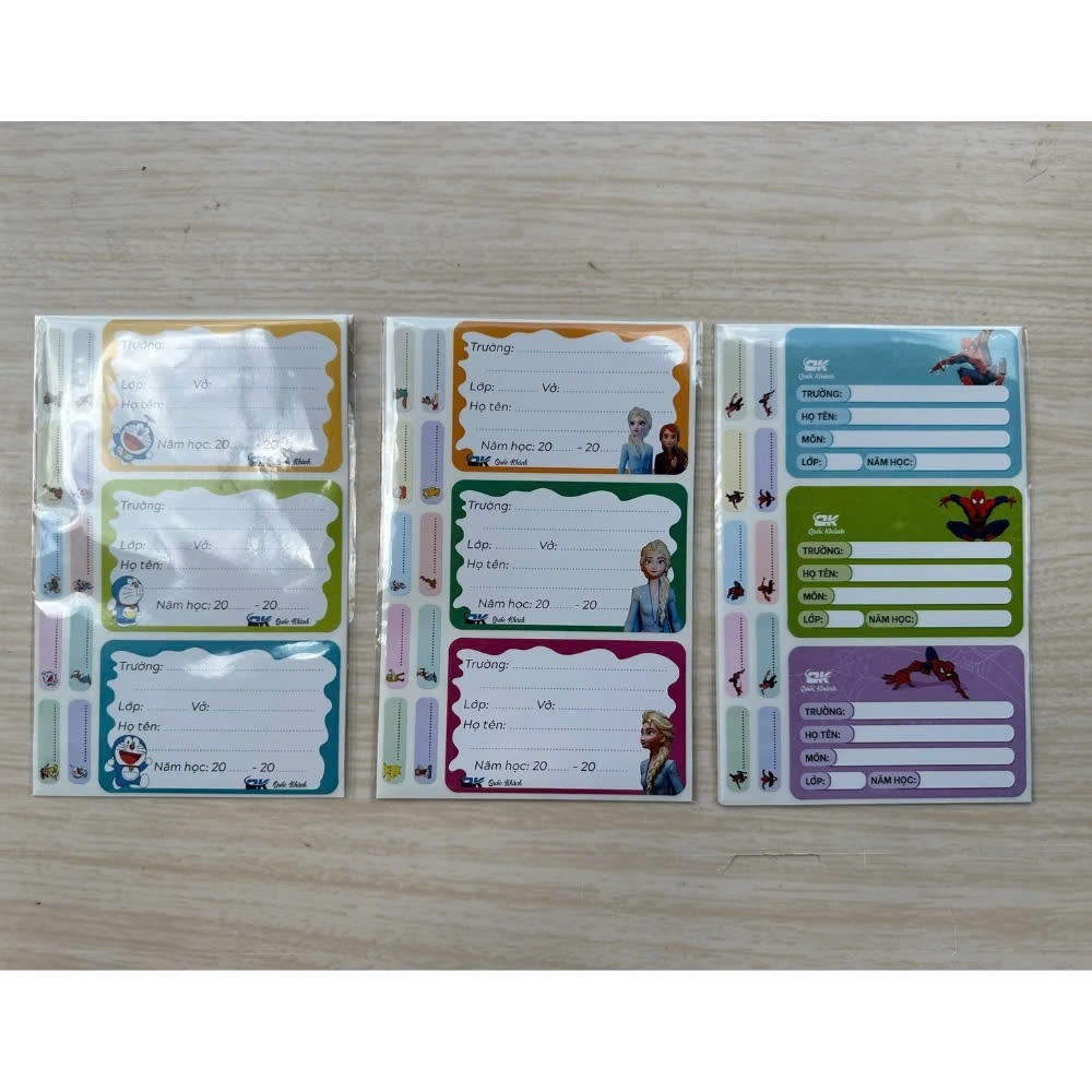 Combo 12 Nhãn Vở Có Decan Dán Sẵn Cho Học Sinh Một Gói , Nhãn Kèm Bảng Tên Siêu Đẹp,Dùng Cho Lớp 1-Lớp 12.