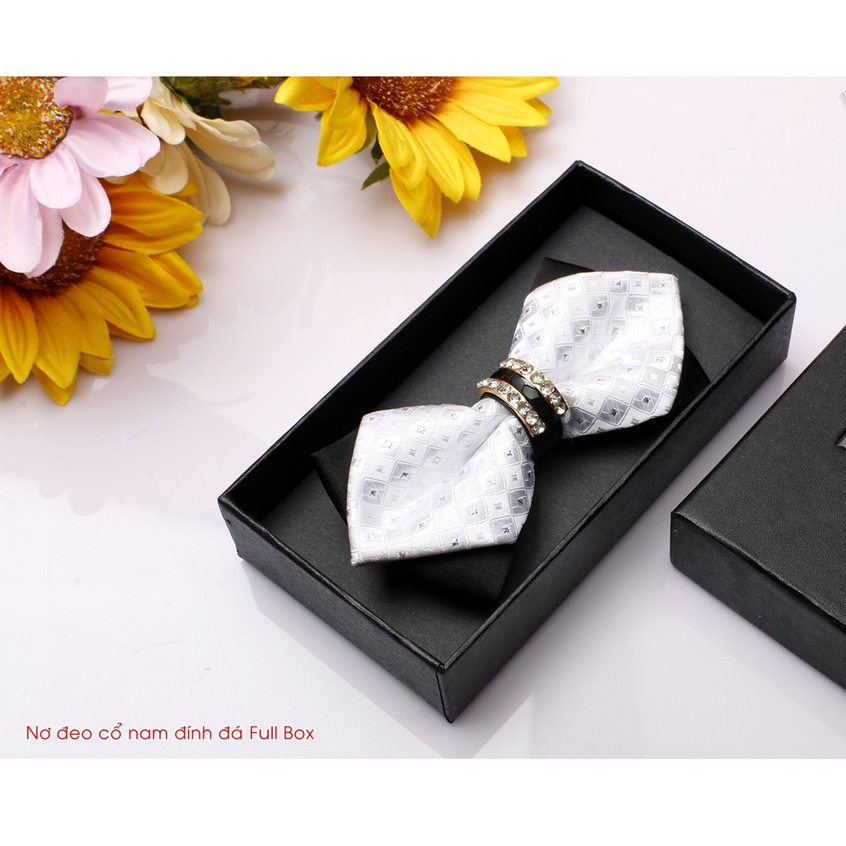 Nơ đeo cổ nam chú rể, nơ cánh nhọn đính đá cao cấp Full box | Shopee ...