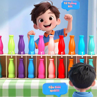 Đồ Chơi Xếp Chai Đúng Màu Rèn Luyện Trí Nhớ, Tư Duy Logic Cho Bé - Đồ Chơi Giáo Dục Sớm Gắn Kết Gia Đình Vui Nhộn