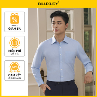 [T7_SALE 20%_HT] Áo Sơ Mi Nam Dài Tay Kẻ Sọc Xanh 9SMDC520XAH BILUXURY Cao Cấp Chống Nhăn Kháng Khuẩn