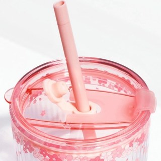 Cốc thủy tinh Blossom Sakura Deli 500ml cao cấp chịu nhiệt thiết kế dày dặn dùng cho đồ nóng lạnh