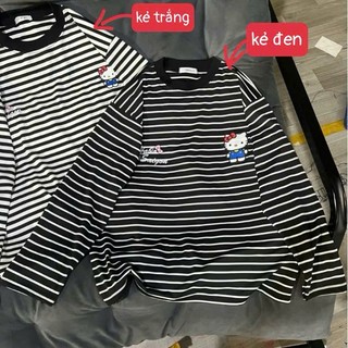 Áo thun dài tay form rộng kẻ vạch ngang thu đông mẫu mới