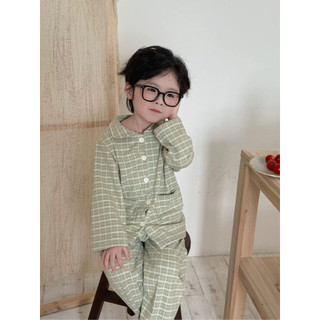 Bộ thu đông cho bé trai bé gái Batala Kids, SET PIJAMA KẺ CARO 5 MÀU LÓT LÔNG MỀM CHO BÉ từ 10-25kg