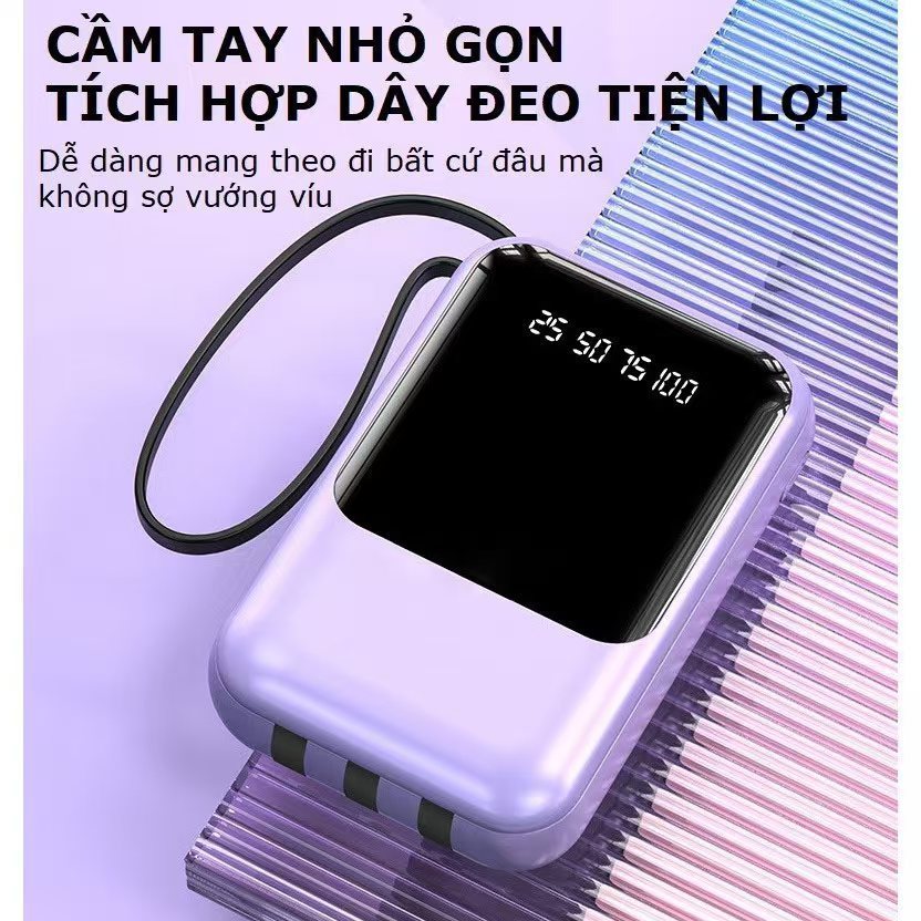 Pin sạc dự phòng 20000mah 10000mAh Sạc nhanh Pin Mini dung lượng lớn, được trang bị cáp sạc Thích hợp cho nhiều điện tho