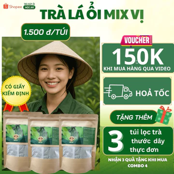 Combo 4 bịch 160 gói trà búp ổi mix 5 vị lá ổi,lá sen,giảo cổ lam,cỏ ngọt, lá nếp thơm,Trà, Tea trà