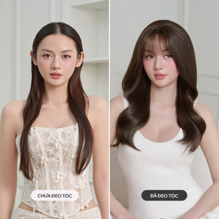 Tóc Giả Nguyên Đầu Siêu Da Lưới Lace CAPELLI Xoăn Lơi Mái Thưa 45cm Layla Premium Wig
