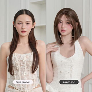 Tóc Giả Nguyên Đầu Siêu Da Lưới Lace CAPELLI Cúp Ngắn Mái Bay Emily Premium Wig